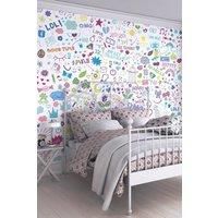 Social Doodle Text Purple Matt Smooth Paste the Wall Mural 300cm wide x 240cm high