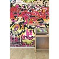 City Graffiti Wall Multi Matt Smooth Paste the Wall Mural 300cm wide x 240cm high