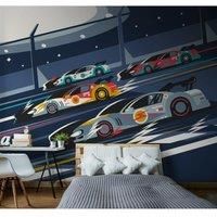 Sports Cars Navy Blue Matt Smooth Paste the Wall Mural 350cm wide x 280cm high