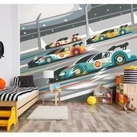 Sports Cars Navy Blue Matt Smooth Paste the Wall Mural 350cm wide x 280cm high