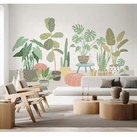 Houseplants Pots Blue Matt Smooth Paste the Wall Mural 300cm wide x 240cm high