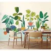 Houseplants Pots Blue Matt Smooth Paste the Wall Mural 300cm wide x 240cm high
