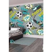 Origin Murals Graphic Pixel Footballs Grey Wall Mural - 3 x 2.4m