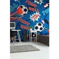 Origin Murals Graphic Pixel Footballs Teal Wall Mural - 3 x 2.4m