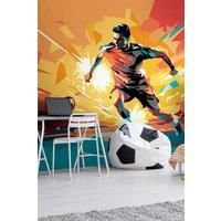 Origin Murals Football Player Abstract Landscape Orange Wall Mural - 3.5 x 2.8m
