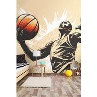 Origin Murals Graphic Basketball Player Orange Wall Mural - 3.5 x 2.8m