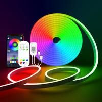 12/24V EU plug Bluetooth RGB Neon LED Strip£1/2/3/4/5/10/15M Neon RGB Strip Work With APP and remote
