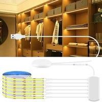 6/5/4/3/2/1 Pcs 5V COB LED Strip Light With USB Penetrating Wood Touch Dimmer Switch For Acoustic Panel Cabinet Shelf Lighting