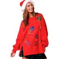 Women'S Long Sleeve Sequins Pullover - 5 Sizes & 4 Colours