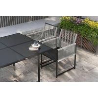 Five-Piece Grey Metal Dining Table Set- With Foldable Chairs!