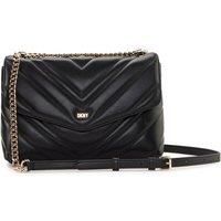 DKNY Women/'s Madison Large Envelope Flap Shoulder Bag with Adjustable Chain Strap in Lamb Nappa Leather, Black/Gold