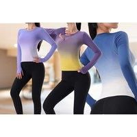 Long Sleeve Gradient Workout Top In 3 Sizes And 4 Colours - Purple