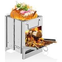 Outdoor Folding Camping Wood Burning Stove & Grill!