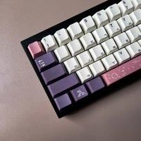 Purple Cherry Keycaps Dye Sub German Korean Spanish Arabic French Russian ISO ANSI Big Set Key Caps For Mechanical Keyboard