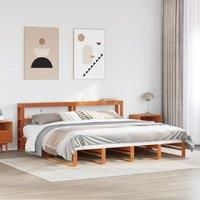 Bed Frame without Mattress Wax Brown 200x200 cm Solid Wood Pine