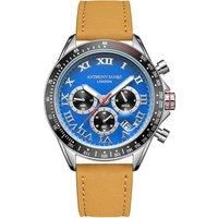 Anthony James Tachymeter Turbo Wrist Watches Men - Stainless Steel Back, Analogue, Leather Strap, Hand Assembled, Water & Scratch Resistant Men/'s Watch - 5 Years Warranty, Steel Blue