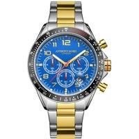 Anthony James Tachymeter Chrono Wrist Watches Men - Steel Back, Analogue, Stainless Steel Strap, Hand Assembled, Water & Scratch Resistant Men/'s Watch - 5 Years Warranty, Two Tone Blue