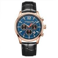 Anthony James Classic Wrist Watches Men - Stainless Steel Back, Analogue, Leather Strap, Chronograph, Hand Assembled, Water & Scratch Resistant Men/'s Watch - 5 Years Warranty, Rose Blue