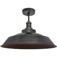 Industville - Brooklyn Step Flush Mount - 16 Inch - Ceiling Light - Light Shade - Black/Grey Colour - Pewter/Brass Material - 36.5 CM X 41 CM X 41 CM