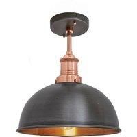 Brooklyn Dome Flush Mount, 8 Inch, Pewter & Copper, Copper Holder