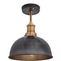 Brooklyn Dome Flush Mount, 8 Inch, Pewter, Brass Holder
