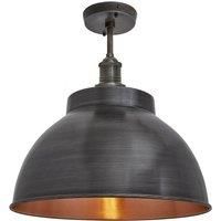 Industville - Brooklyn Dome Flush Mount - 13 Inch - Ceiling Light - Light Shade - Black/Copper Colour - Pewter/Copper/Brass Material - 37 CM X 33 CM X 33 CM