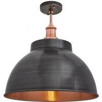 Brooklyn Dome Flush Mount, 13 Inch, Pewter & Copper, Copper Holder