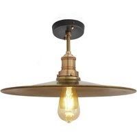 Industville - Brooklyn Flat Flush Mount - 15 Inch - Ceiling Light - Light Shade - Brass/Black Colour - Brass/Pewter Material - 23 CM X 38 CM X 38 CM