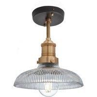Brooklyn Glass Dome Flush Mount, 8 Inch, Brass Holder