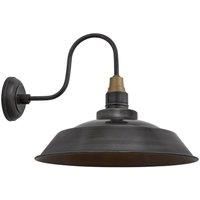 Industville - Swan Neck Step - 16 Inch - Wall Light Fixture - Black/Grey/Brass Colour - Pewter/Brass Material - 36 cm X 41 cm X 50.5 cm