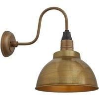 Industville - Swan Neck Dome - 13 Inch - Wall Light Fixture - Brass/Black Colour - Brass/Pewter Material - 44 CM X 33 CM X 46.5 CM
