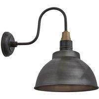 Industville - Swan Neck Dome - 13 Inch - Wall Light Fixture - Black/Grey/Brass Colour - Pewter/Brass Material - 44 CM X 33 CM X 46.5 CM