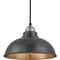 Old Factory Pendant, 12 Inch, Pewter & Brass, Light Pewter Holder