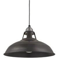 Old Factory Slotted Pendant, 15 Inch, Pewter, Light Pewter Holder