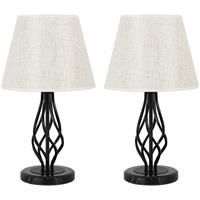 UOMIO Table Lamps Set of Bedside Lamps with Linen lampshade 2 Black