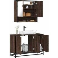 2 Piece Bathroom Furniture Set Brown Oak Engineered Wood