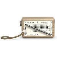 Pure Classic Mini Portable digital radio - DAB+ & FM - Bluetooth 5.3-15 hours battery life - 2 equaliser options - 2.4 inch colour display - Carrying strap - Cotton white/oak - Compact & lightweight