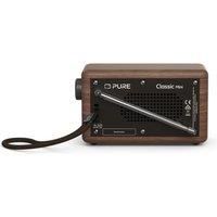 Pure Classic Mini Portable digital radio - DAB+ & FM - Bluetooth 5.3-15 hours battery life - 2 equaliser options - 2.4 inch colour display - Carrying strap - brown/walnut - Compact & lightweight