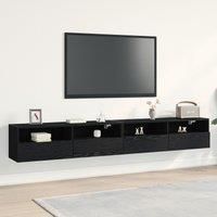 TV Wall Cabinets 2 pcs Black Oak 100x30x30 cm Engineered Wood