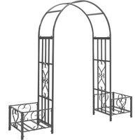 Metal Garden Trellis Arch With Side Planter Baskets