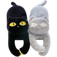 Plush Cat Hug Design Heating Pad Pillow In 2 Colours - Grey