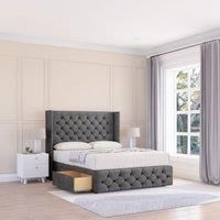Luthor Plush Wingback Bed Set ,No Drawers & 54" Floor Standing Headboard