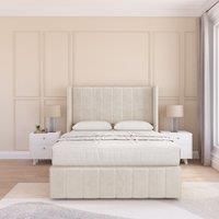Melbourne Plush Wingback Bed Set ,2 Drawers & 54" Floor Standing Headboard