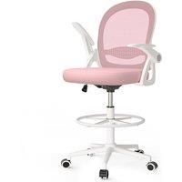 Tall Office Chair with Flip-up Armrests, Adjustable Footrest, and Swivel for Home Office or Studio