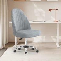 Velvet Vanity Chair - Armless Dressing Table Chair with Swivel Wheels