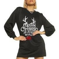 Women'S Oversized Christmas Sweatshirt - 5 Design Options - Black