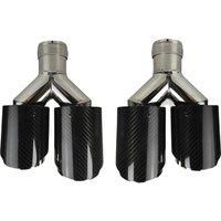 1 Pcs Universal Car Carbon Fiber Glossy Muffler Tip Polishing Y Shape Double Exit Exhaust Pipe