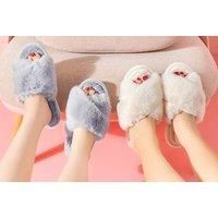 Women'S Plush Fluffy Slippers - 4 Colour Options - Grey