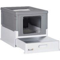 Pawhut Hooded Cat Litter Box - Included Scoop & Pull Out Litter Tray