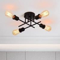 4-Light Industrial Semi Flush Mount Ceiling Light Modern Sputnik Ceiling Light